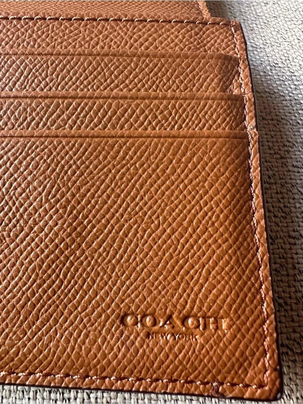 Coach Tri-fold Leather Wallet in Cognac Brown